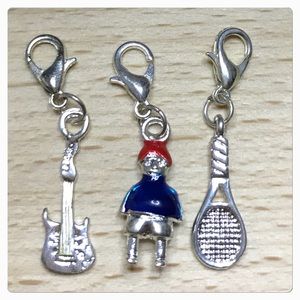 Guitar,boy, Racket Clip On Charm Bundle Set